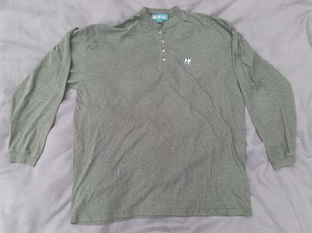 Vintage Big Dogs Long Sleeve Terry Cloth Henley Sweatshirt Green Men’s 3XL